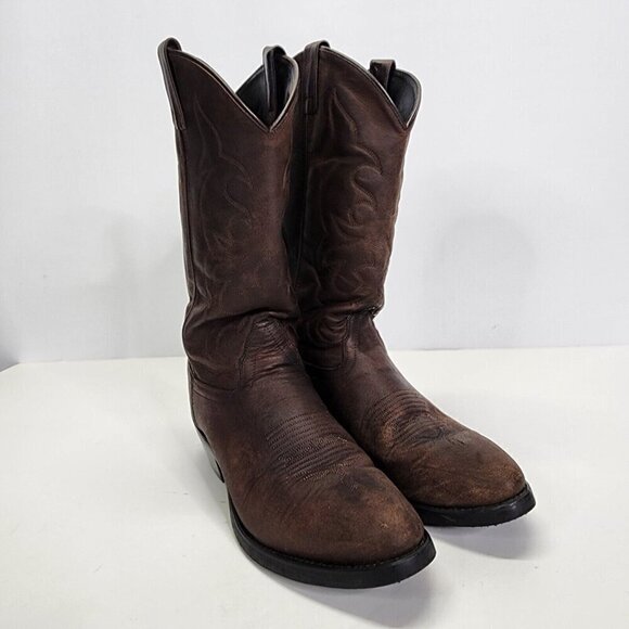 Old West Men\'s TBM3051 Brown Leather‎ Mid-Calf Western Boots - Size 9.5 D main image 7